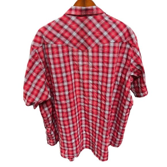 VINTAGE Wrangler Shirt Mens Red Plaid Western‎ Button Perl Snap - Picture 2 of 11